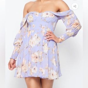 Privy off the shoulder lavender floral dress whimsy fairy